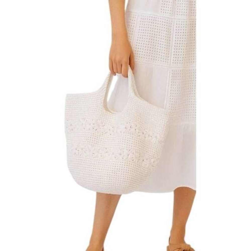 Guadalupe South Africa Tote Bag Purse White Raffia Beach Coastal Boho Artsy NWT